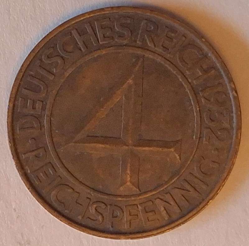Germany 1932 D 4 Reichspfennig Bronze