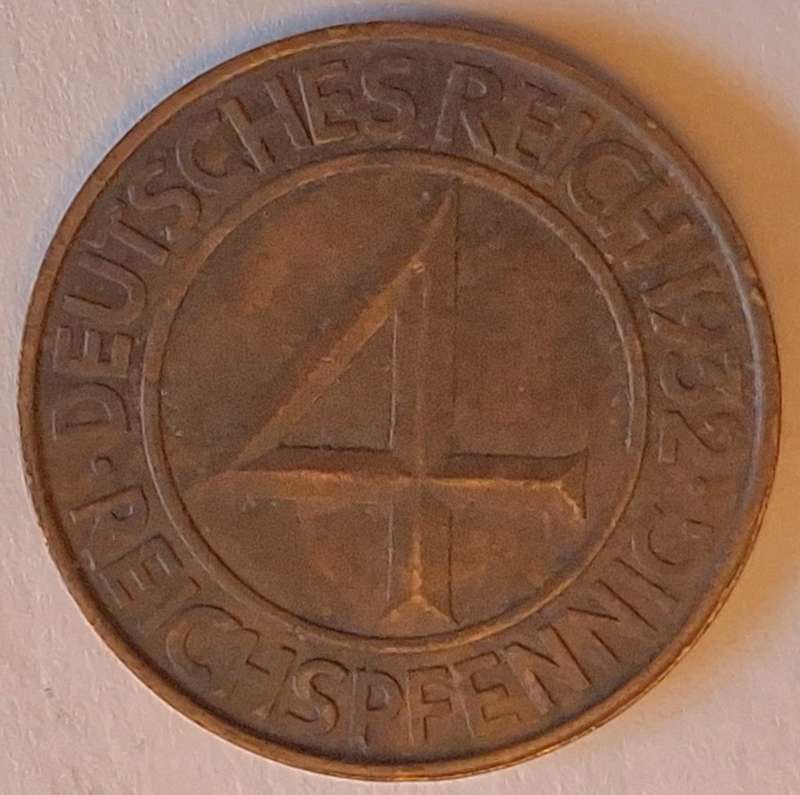 Germany 1932 D 4 Reichspfennig Bronze