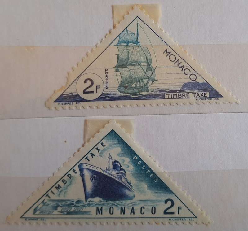Monaco 1953 Postage Due 2 Unused Hinged Triangle stamps