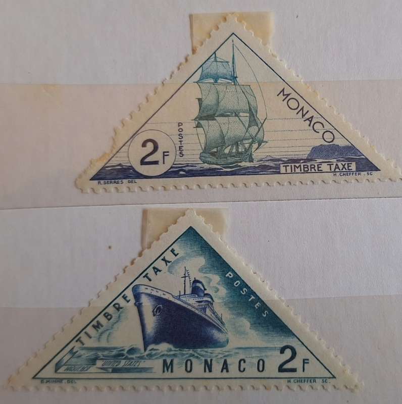 Monaco 1953 Postage Due 2 Unused Hinged Triangle stamps