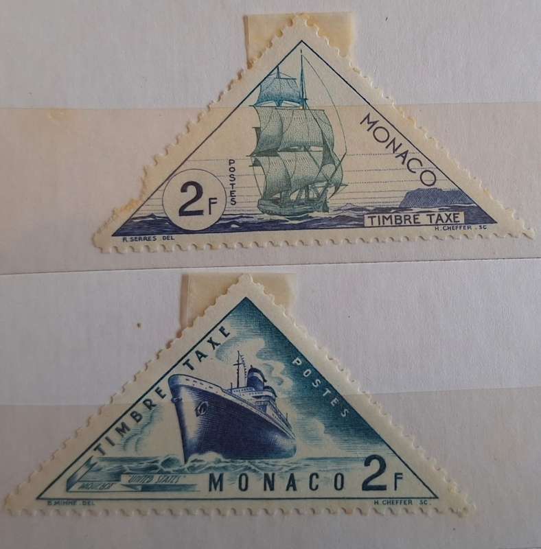 Monaco 1953 Postage Due 2 Unused Hinged Triangle stamps