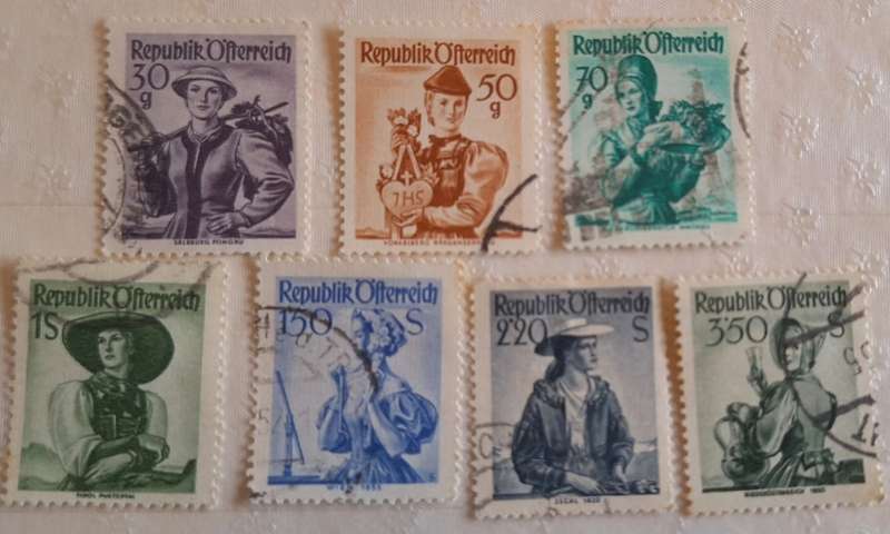 Austria 1948 National Costumes 7 Used stamps