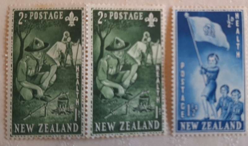 New Zealand 1953 Health Issue Girl Guides/Boy Scouts Set of 2 Unused Hinged stamps