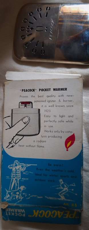 Vintage Peacock Pocket Warmer Made in Japan