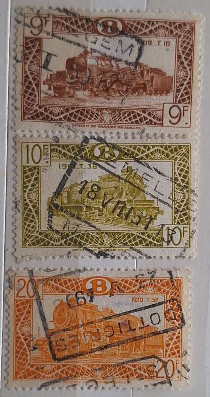 Belgium 1949 Railway Parcel stamps 3 Used stamps