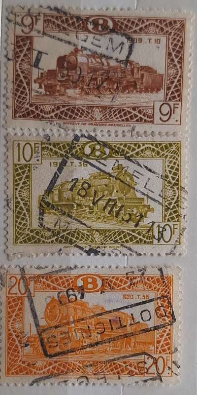 Belgium 1949 Railway Parcel stamps 3 Used stamps