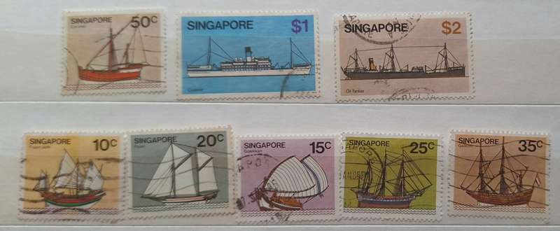 Singapore 1980 Definitive Ships 8 Used Hinged stamps