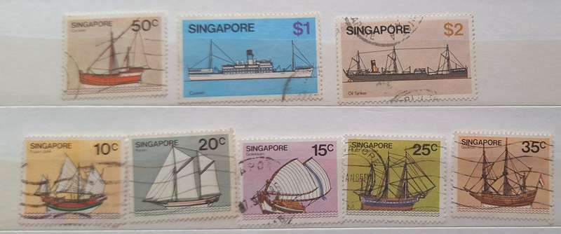 Singapore 1980 Definitive Ships 8 Used Hinged stamps
