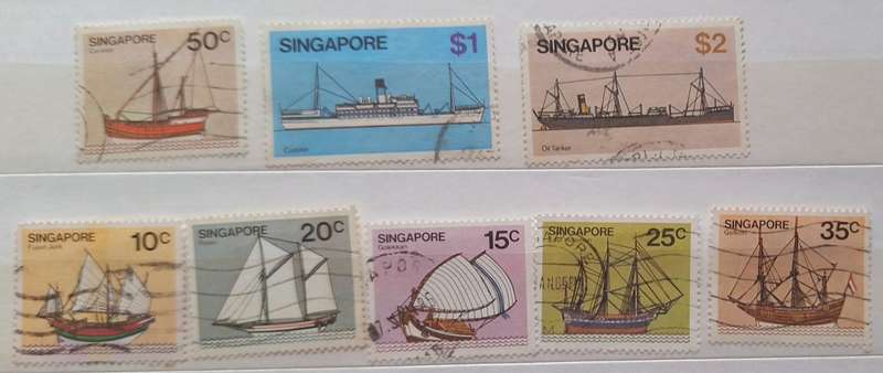 Singapore 1980 Definitive Ships 8 Used Hinged stamps