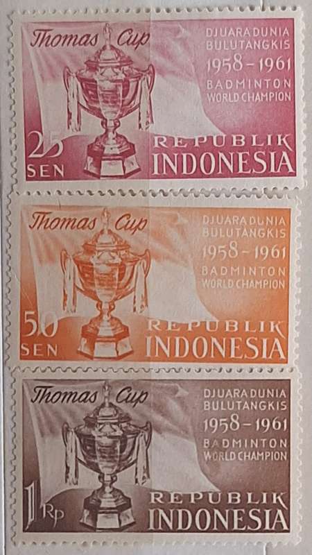 Indonesia 1961 The Thomas Cup: International Badminton Competition Set of 3 Unused Hinged stamps