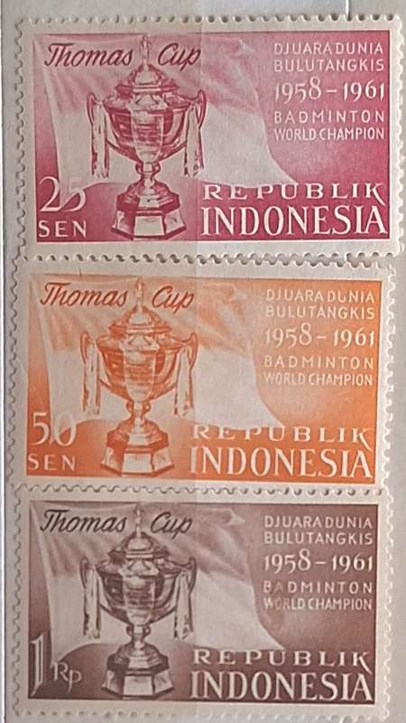 Indonesia 1961 The Thomas Cup: International Badminton Competition Set of 3 Unused Hinged stamps