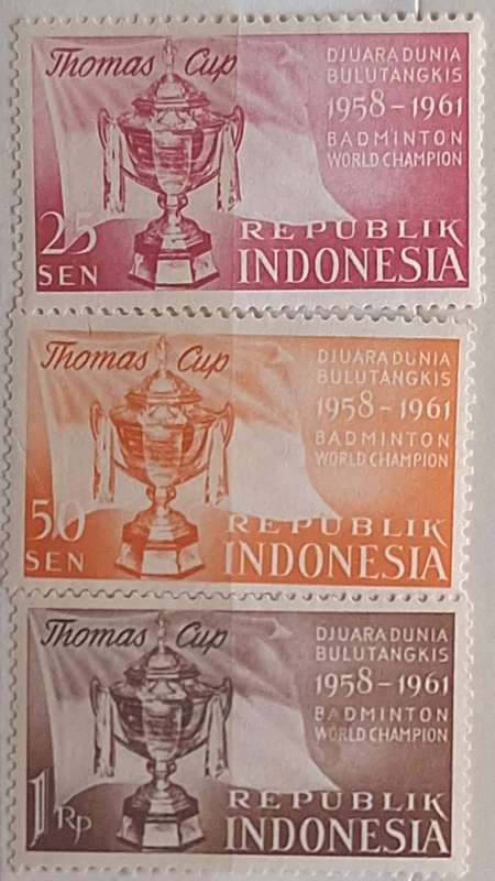 Indonesia 1961 The Thomas Cup: International Badminton Competition Set of 3 Unused Hinged stamps