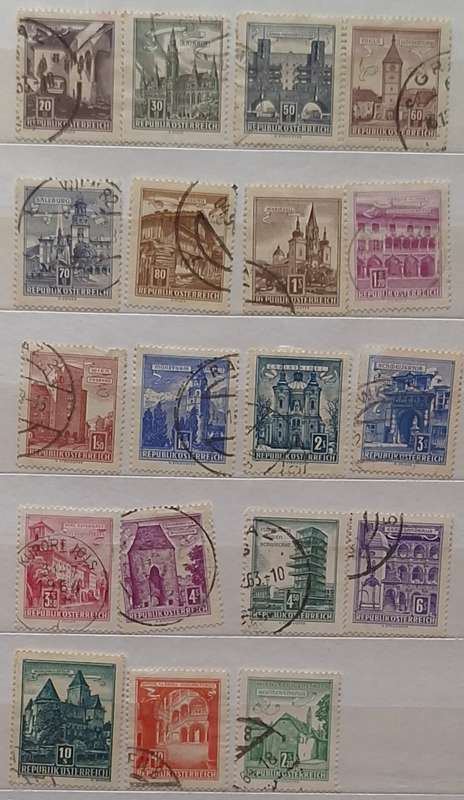 Austria 1957 Buildings Architecture 19 Used Hinged stamps