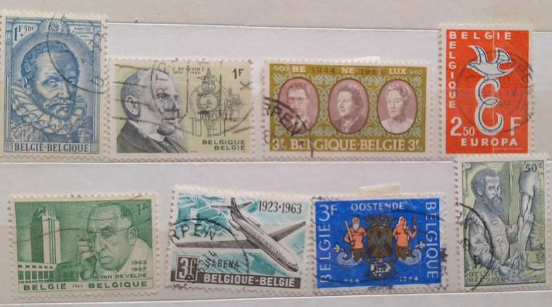 Belgium Mixed Lot of 8 Used Hinged stamps