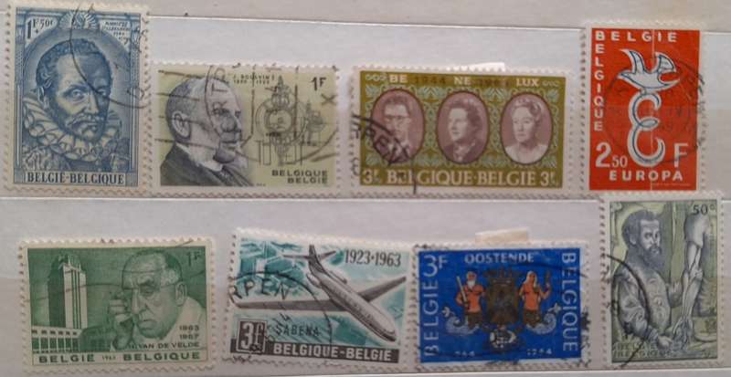Belgium Mixed Lot of 8 Used Hinged stamps