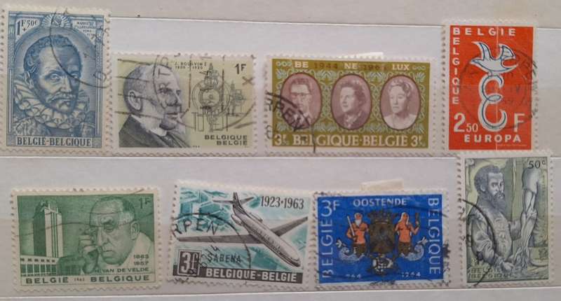 Belgium Mixed Lot of 8 Used Hinged stamps