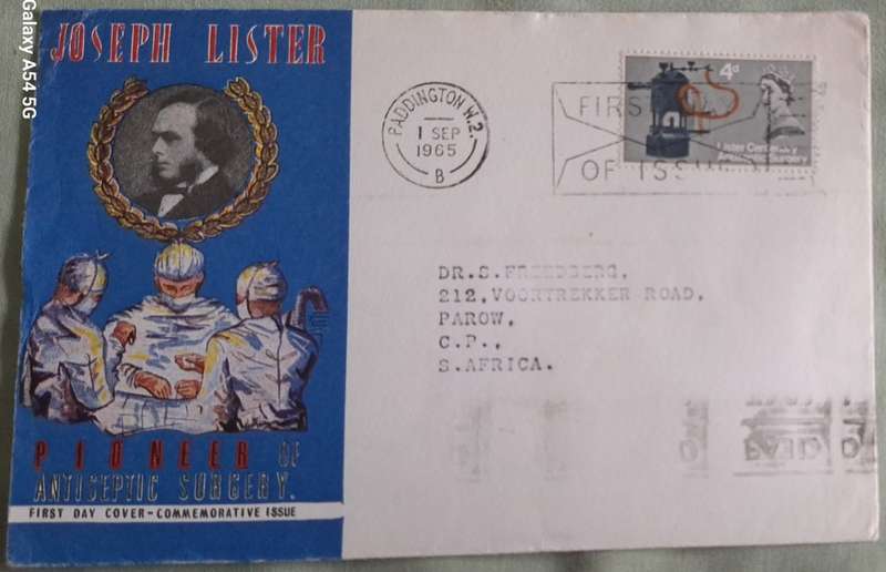 GB 1965 Joseph Lister Pioneer of Antiseptic Surgery Commemorative Cover