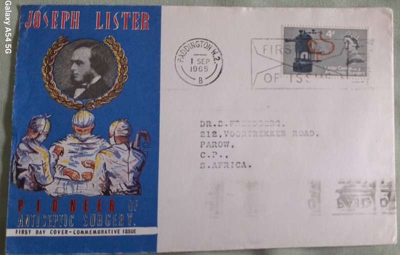 GB 1965 Joseph Lister Pioneer of Antiseptic Surgery Commemorative Cover