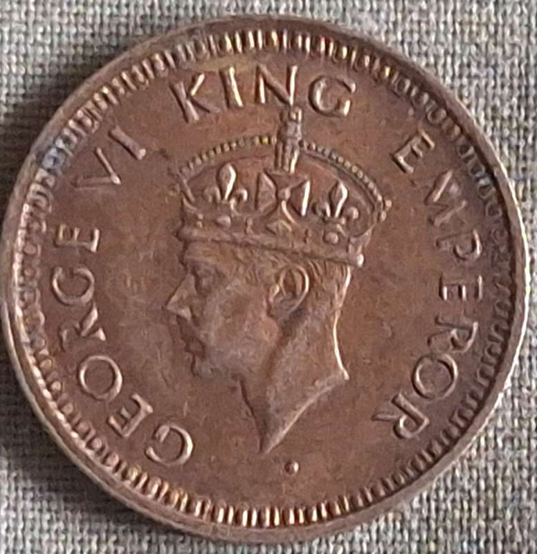 INDIA 1944 B George VI 1/4 Rupee Silver