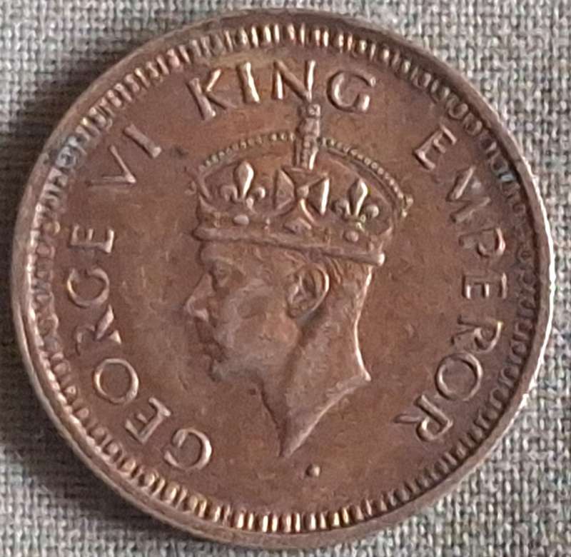 INDIA 1944 B George VI 1/4 Rupee Silver