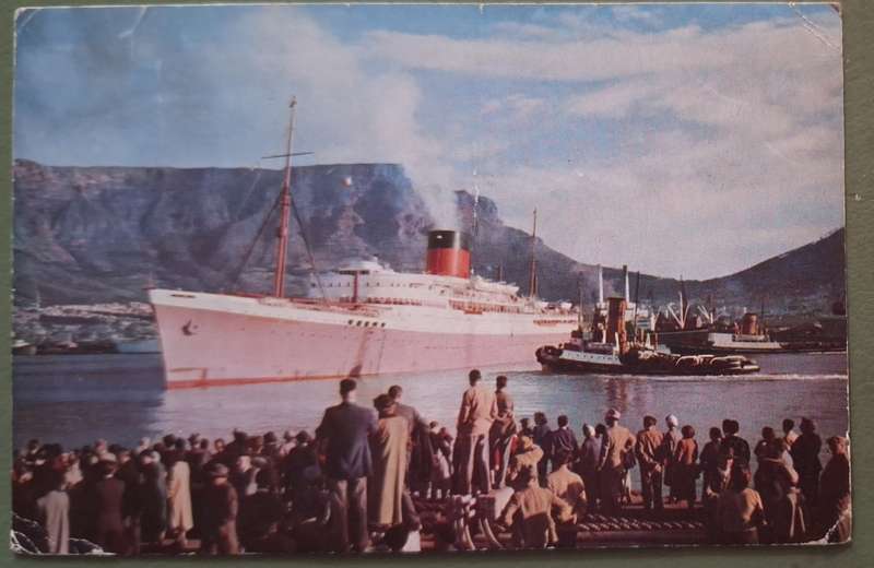 Post Card by Terence J McNally of Mail Ship Leaves Cape Town
