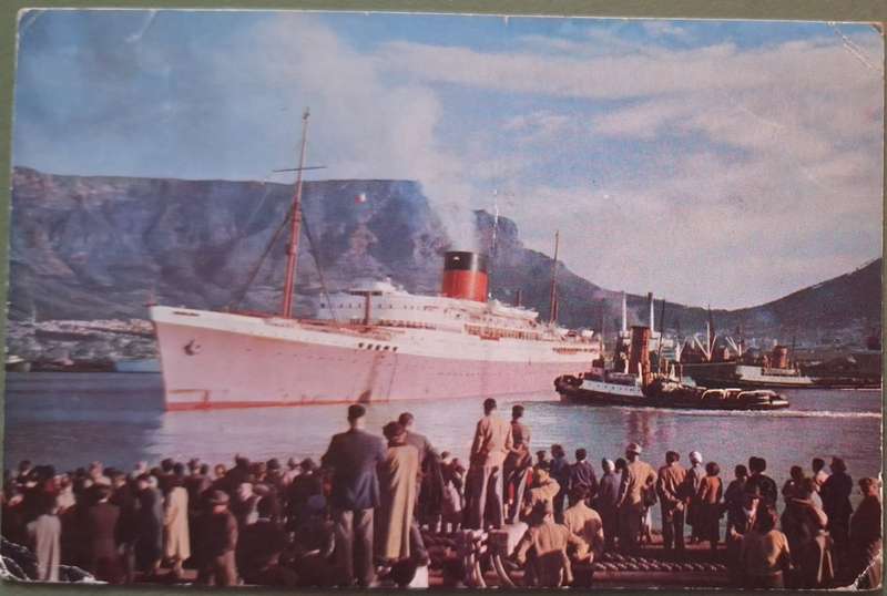 Post Card by Terence J McNally of Mail Ship Leaves Cape Town