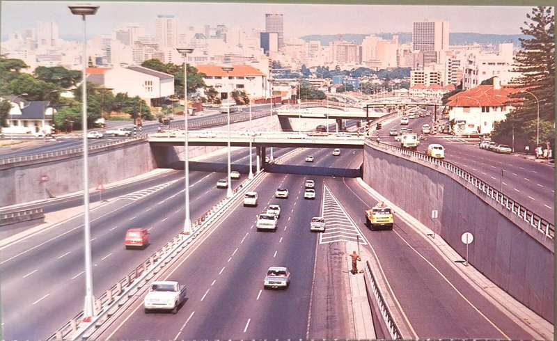 SAR Travel Bureau SAS-Reisburo Post Card of Durban Freeway