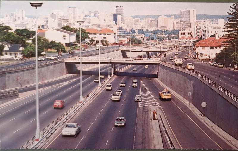 SAR Travel Bureau SAS-Reisburo Post Card of Durban Freeway