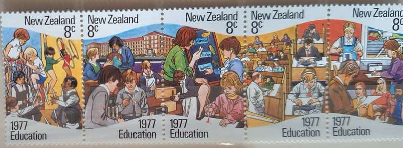 New Zealand 1977 Education Joined Strip of 5 Unused Hinged stamps