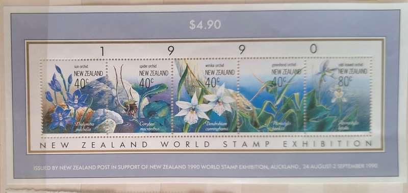 New Zealand 1990 Orchids 1 NZ World Stamp Exhibition Mint Miniature Sheet