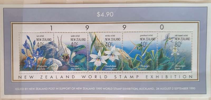 New Zealand 1990 Orchids 1 NZ World Stamp Exhibition Mint Miniature Sheet