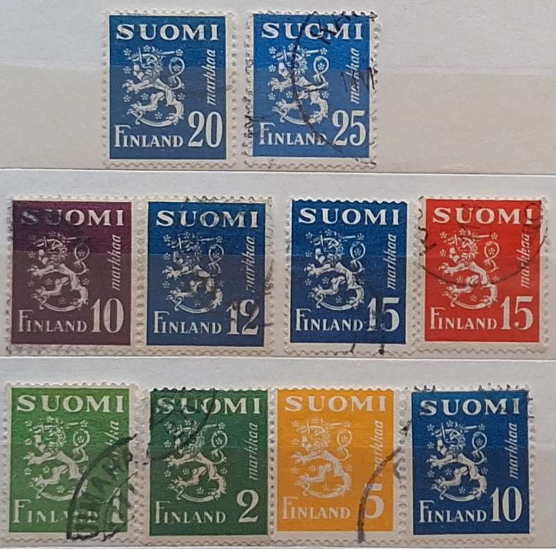 Finland 1948 Coat of Arms Heraldic Lion 10 Used Hinged stamps