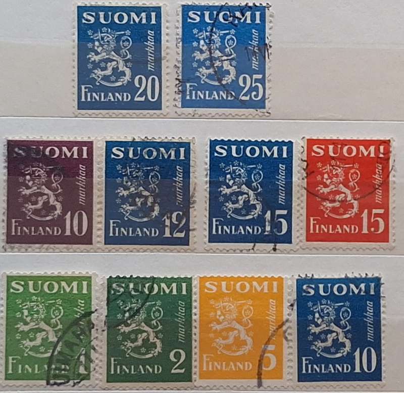 Finland 1948 Coat of Arms Heraldic Lion 10 Used Hinged stamps