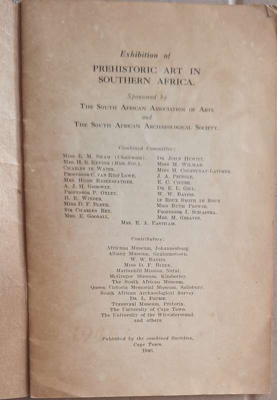 1946 Exhibition of PreHistoric Art in Southern Africa