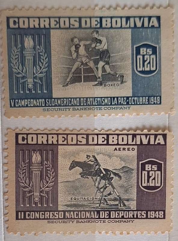 Bolivia 1951 South American games 2 Unused Hinged stamps