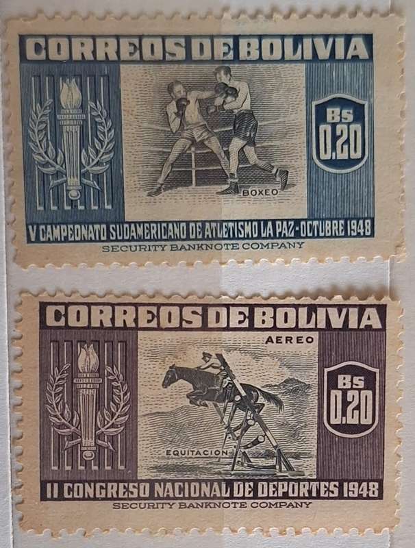 Bolivia 1951 South American games 2 Unused Hinged stamps