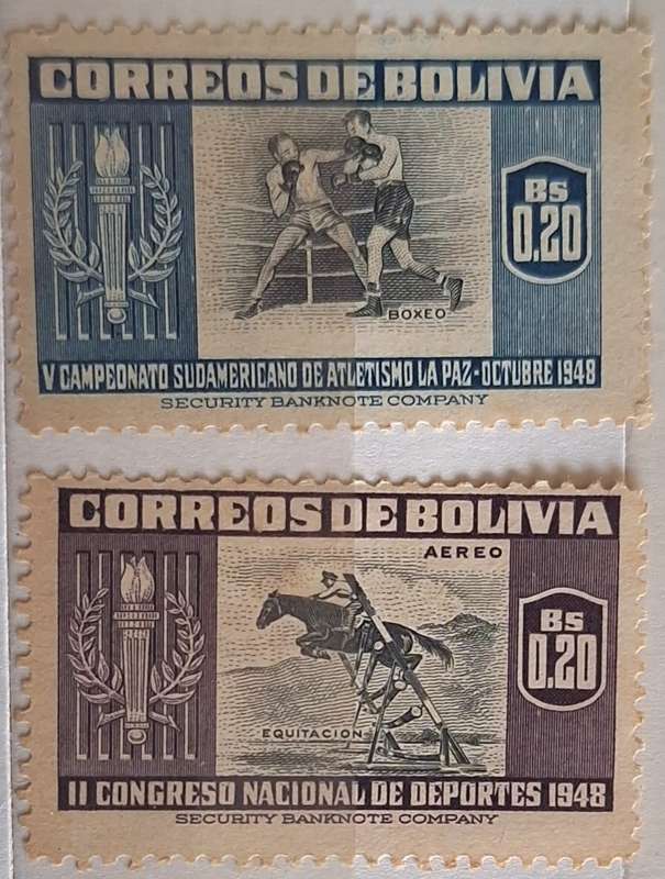 Bolivia 1951 South American games 2 Unused Hinged stamps