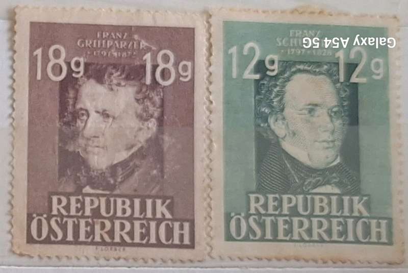 Austria 1947 Schubert, Grillparzer 2 Unused Hinged stamps