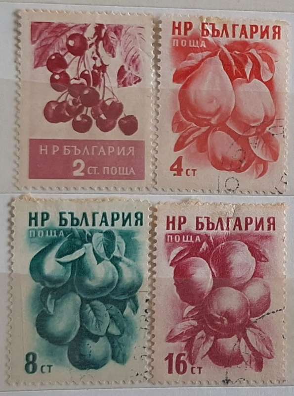 Bulgaria 1956 Fruits 4 Cancelled Hinged stamps From 2 different sets