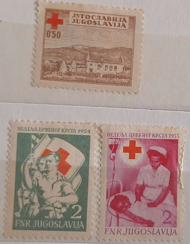 Yugoslavia 1948-54 3 Red Cross Unused Hinged stamps