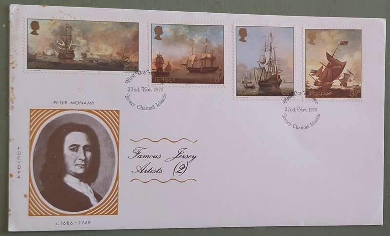 Jersey 1974 Famous Jersey Artists (2) Peter Monamy FDC