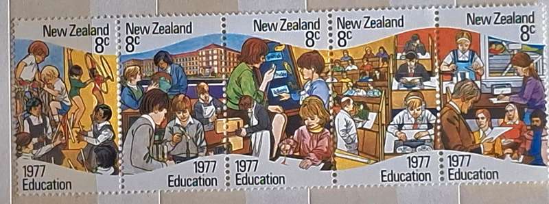 New Zealand 1977 Education Joined Strip of 5 Mint stamps