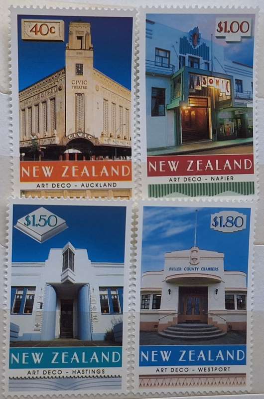 New Zealand 1999 Art Deco Buildings Set of 4 Mint stamps