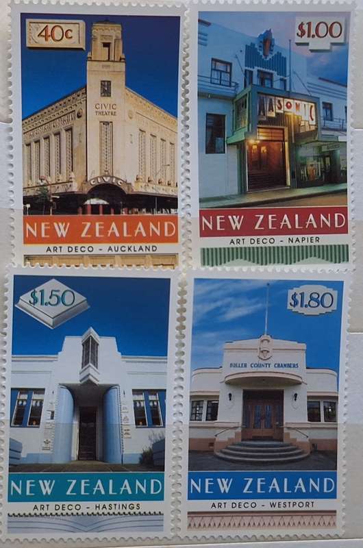 New Zealand 1999 Art Deco Buildings Set of 4 Mint stamps