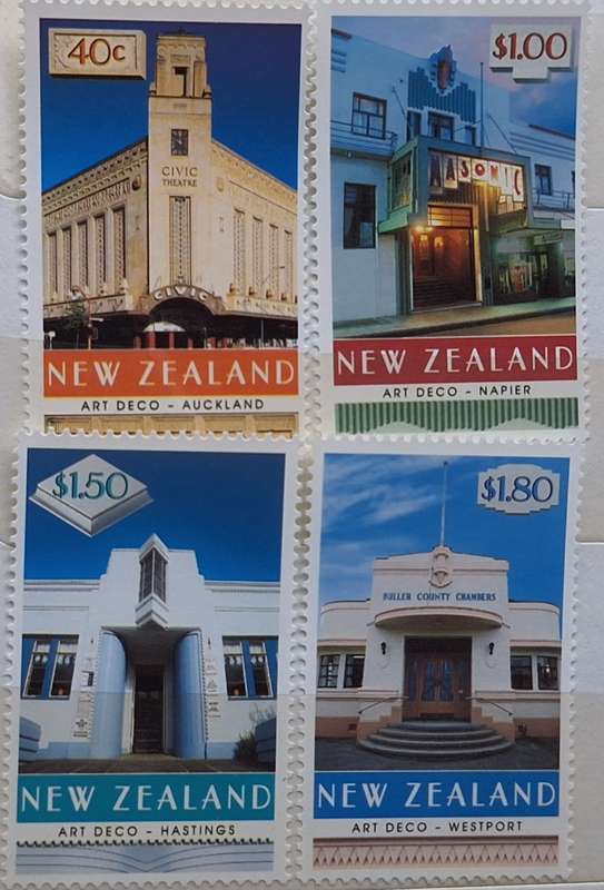 New Zealand 1999 Art Deco Buildings Set of 4 Mint stamps