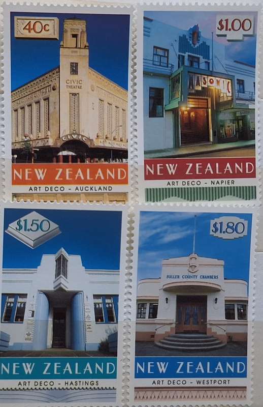 New Zealand 1999 Art Deco Buildings Set of 4 Mint stamps