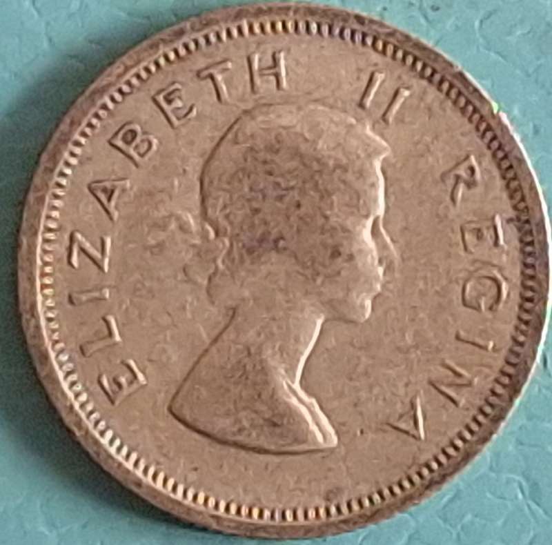 South Africa 1955 Elizabeth II 6d Silver
