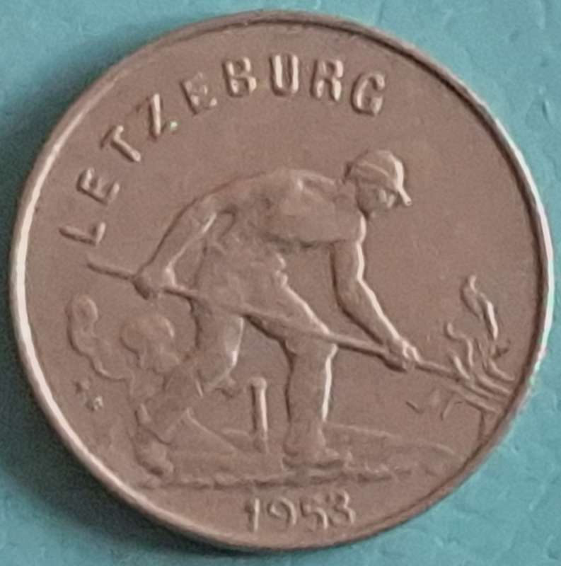 Luxembourg Letzeburg 1953 1 Franc Copper-nickel