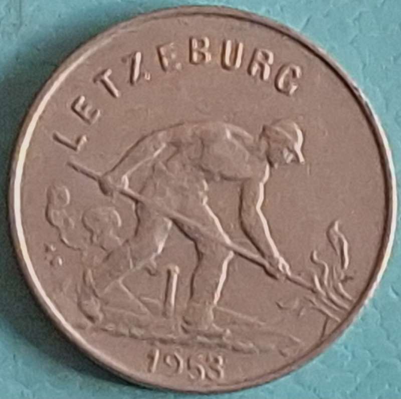 Luxembourg Letzeburg 1953 1 Franc Copper-nickel