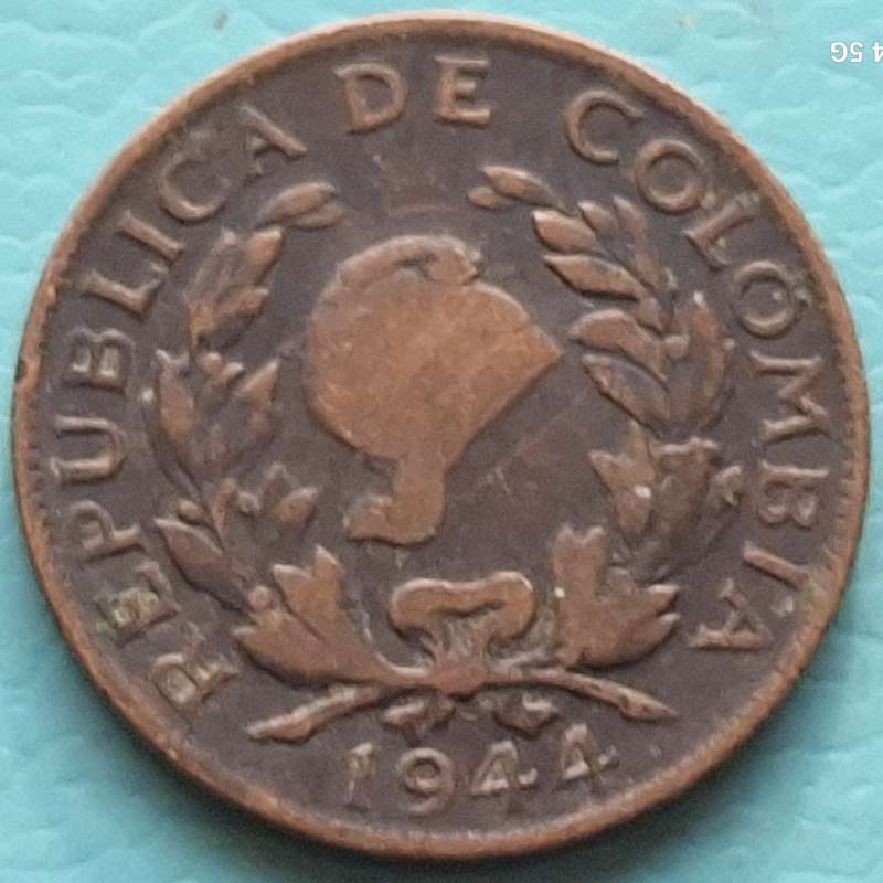 Colombia 1944 B 5 Centavos (Phrygian Cap) Copper-nickel